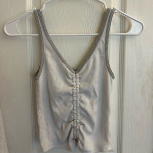 Abercrombie & Fitch White and Gray V-Neck Top